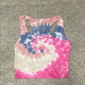 Katie J NYC Pink and Blue Crop Tank Top